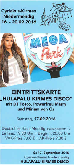 HULAPALU KIRMES DISCO Deutsches Haus Mendig HULAPALU KIRMES DISCO Deutsches Haus Mendig