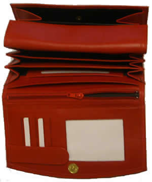 Leder Damen Portemonnaie Rot groß mit vielen Fächern