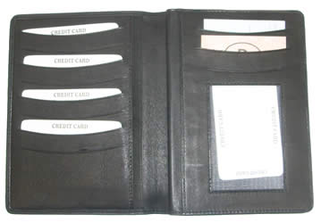 Leder Brieftasche schwarz mit vielen Fächern auch für Karten